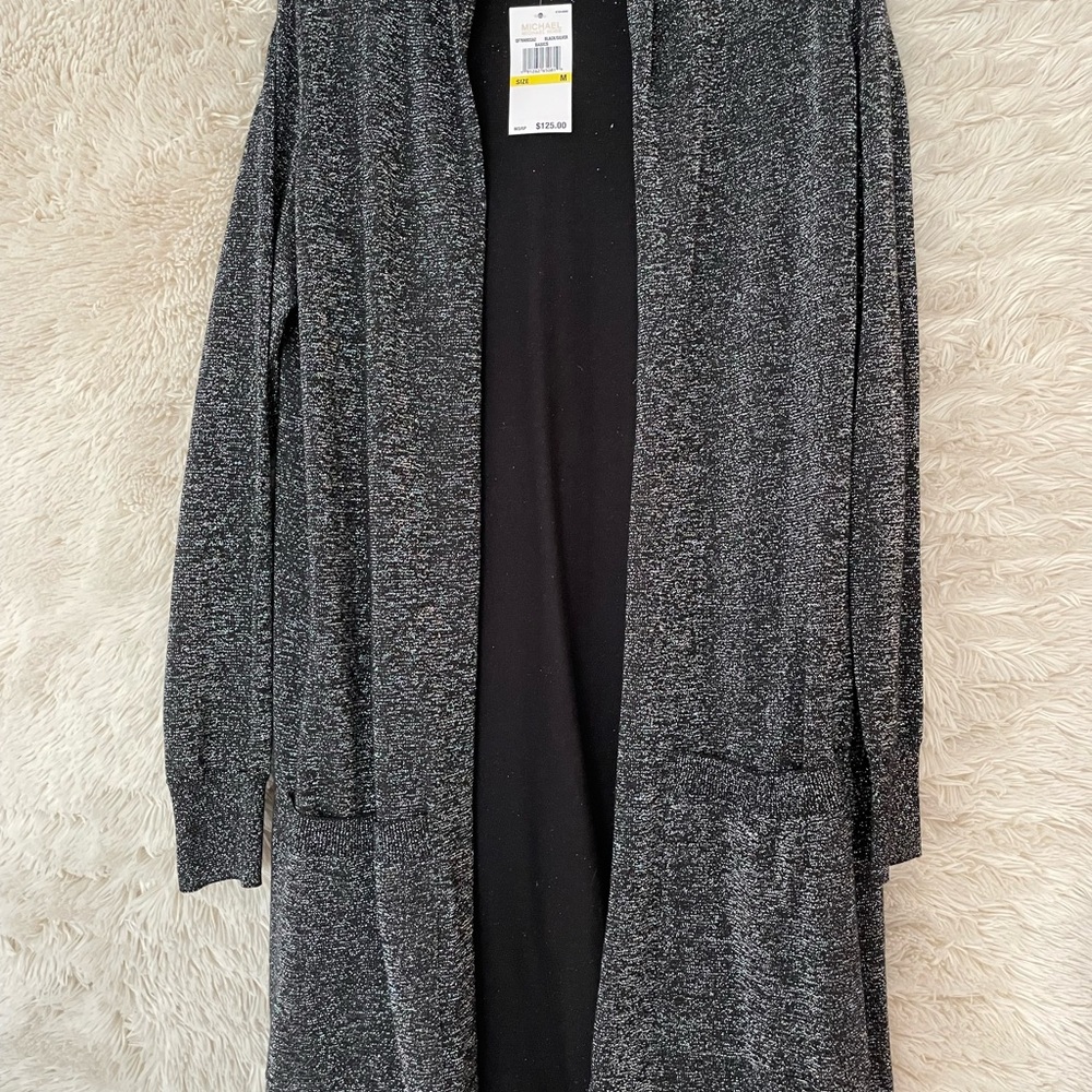 MICHAEL KORS AUTHENTIC BLACK/SLIVER 3/4 length sweater
